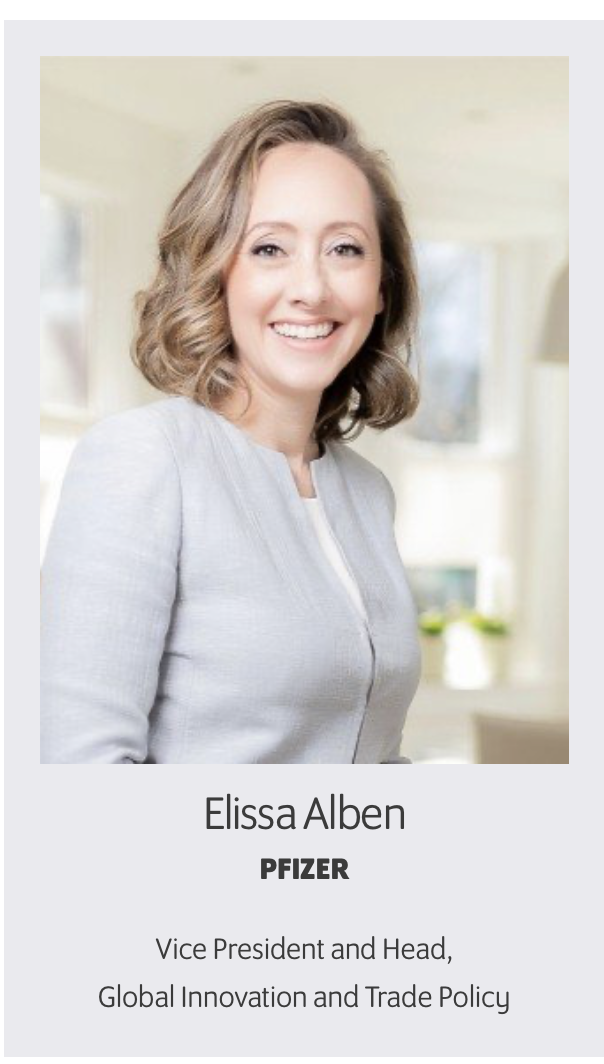 Elissa Alben, Vice President and Head, Global Innovation and Trade Policy, Pfizer